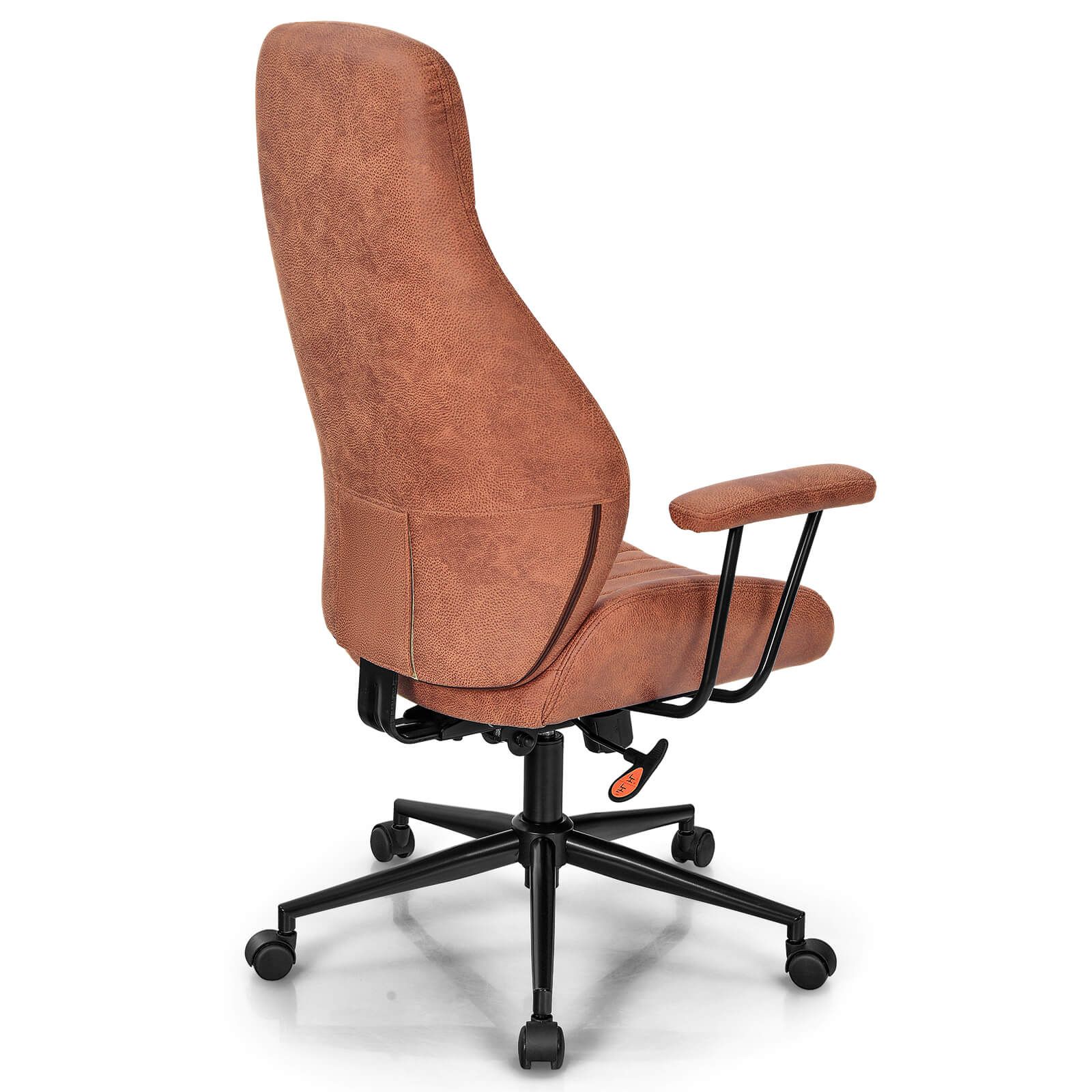 Adjustable Suede Fabric Ergonomic Office Chair with Reclining Backrest
